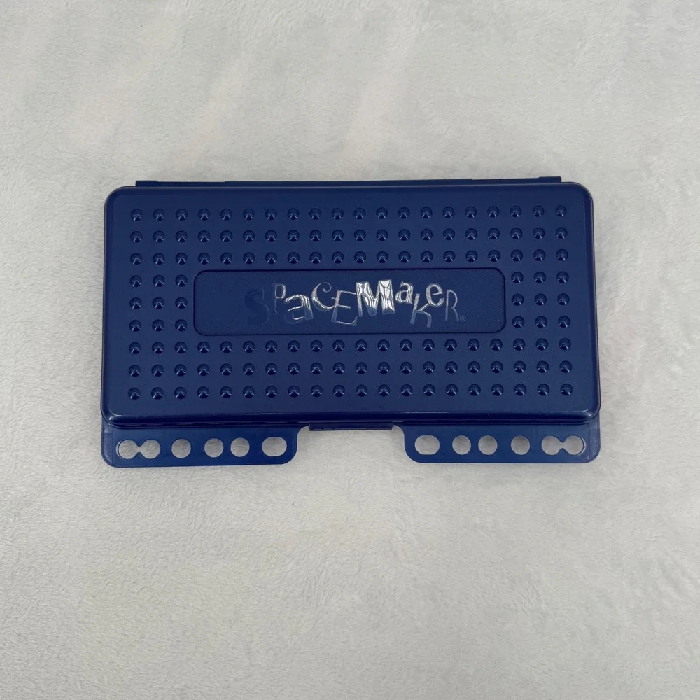Vintage Y2K SpaceMaker Pencil Pocket Navy Blue Hard Plastic Case 3-Ring Binder